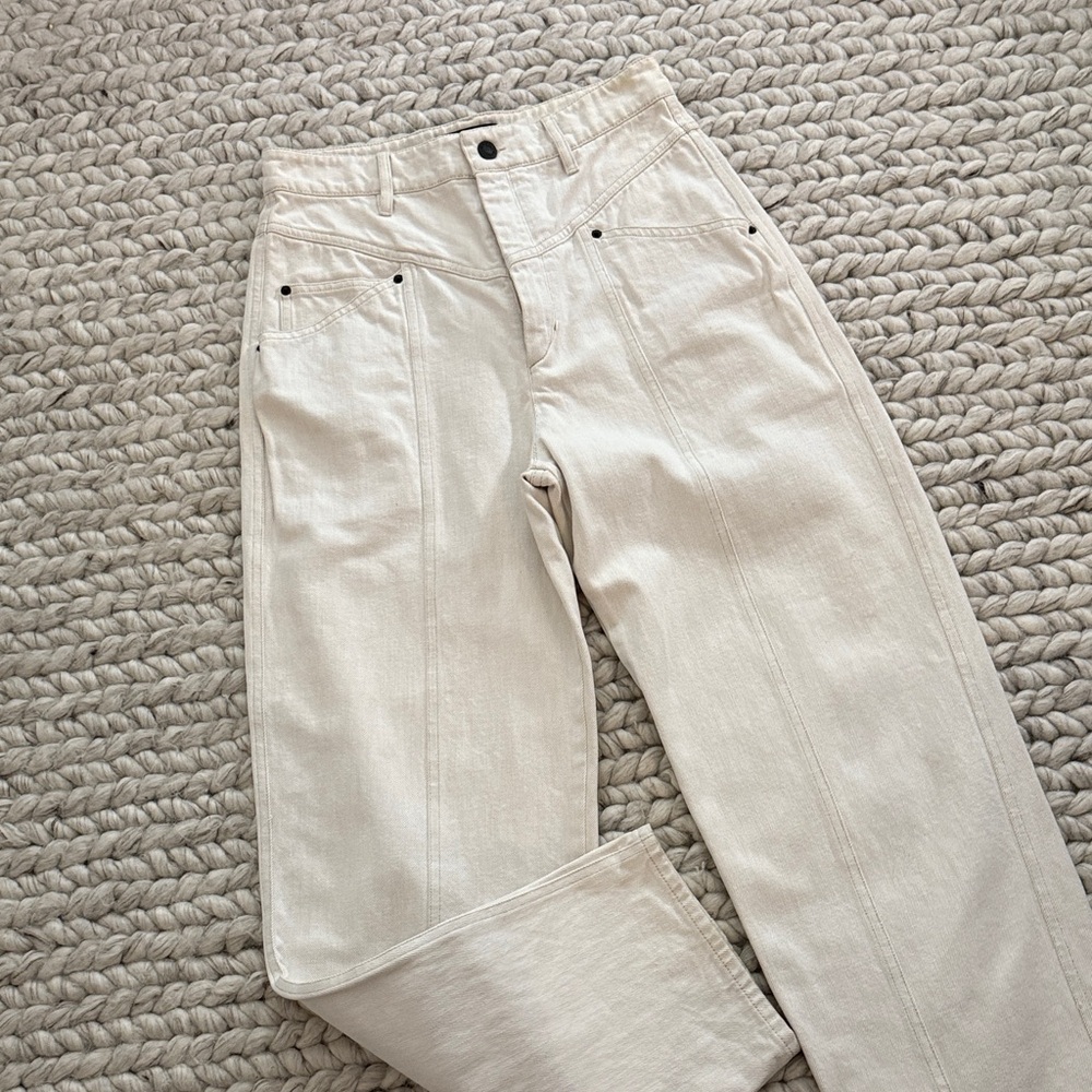 Isabel Marant Cream High-Waisted Jeans